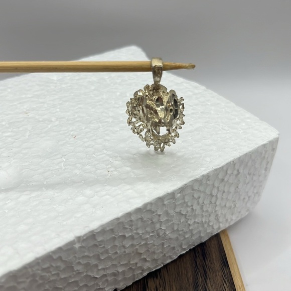 Artisan Lion Head Pendant Sterling Silver Diamond Cut Textured Lion Necklace - Picture 8 of 14